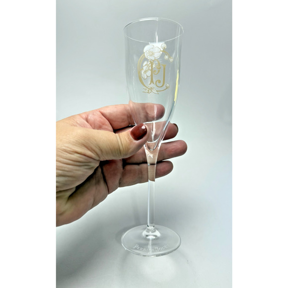 2 Signed Perrier Jouet PJ Champagne Flutes Belle-Epoque Anemone Crystal France - Picture 3 of 4